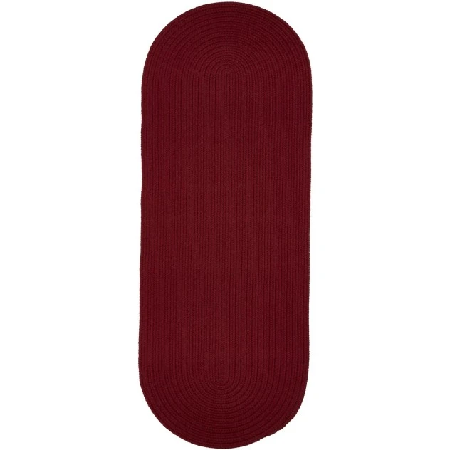 Rhody Solid Poly Colonial Red S005 2 ft. X 8 ft. Oval Runner Rug