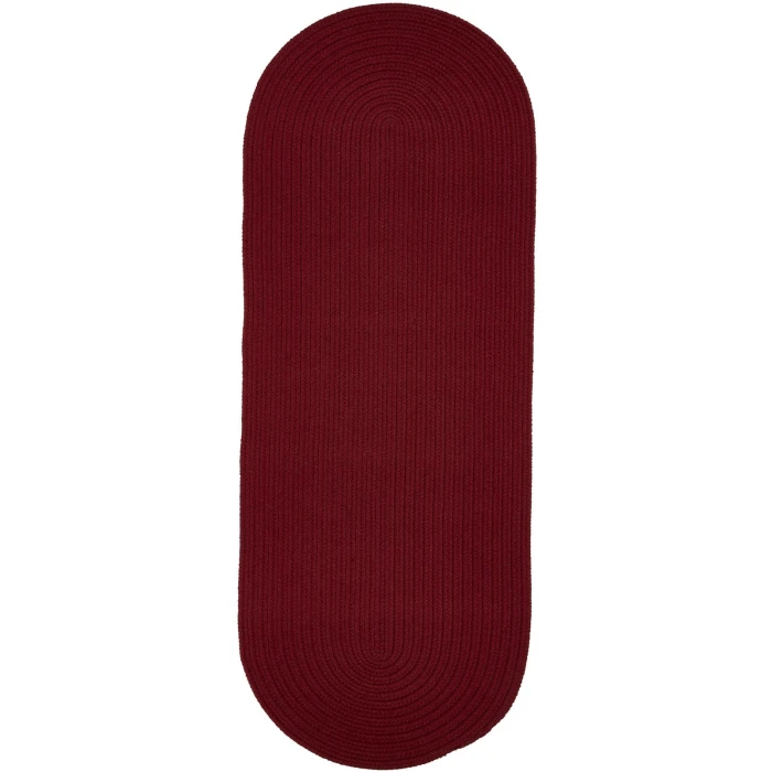 Rhody Solid Poly Colonial Red S005 2 ft. X 6 ft. Oval Runner Rug