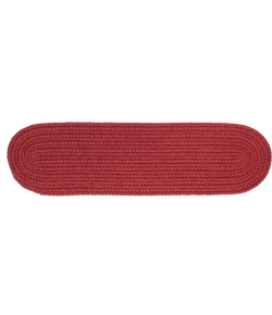 Rhody Solid Poly Colonial Red S005 8 in. X 28 in. Stair Tread Braided Rug