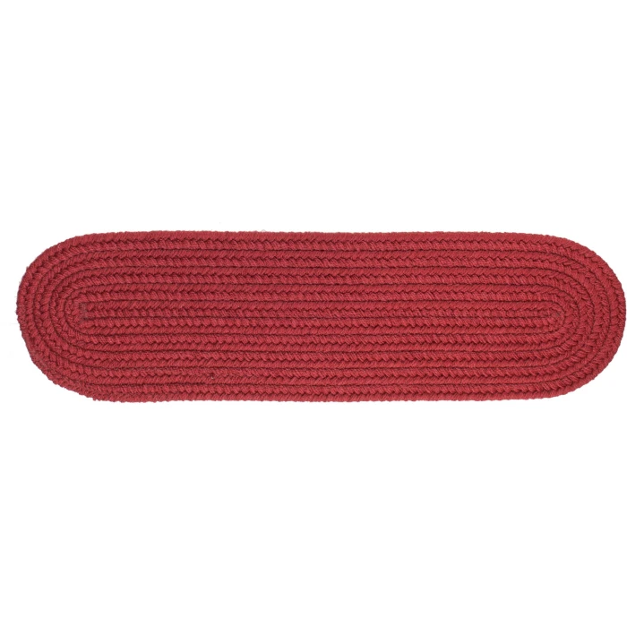Rhody Solid Poly Colonial Red S005 8 in. X 28 in. Stair Tread Rug