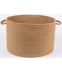 Rhody Solid Poly Camel S006 18 in. X 12 in. Basket Braided Rug