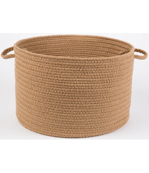 Rhody Solid Poly Camel S006 18 in. X 12 in. Basket Rug