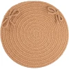 Rhody Solid Poly Camel S006 15 in. X 15 in. Chair Pad Braided Rug
