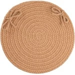 Rhody Solid Poly Camel S006 15 in. X 15 in. Chair Pad Set-of-4 Braided Rug