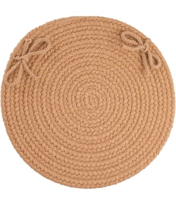 Rhody Solid Poly Camel S006 15 in. X 15 in. Chair Pad Braided Rug