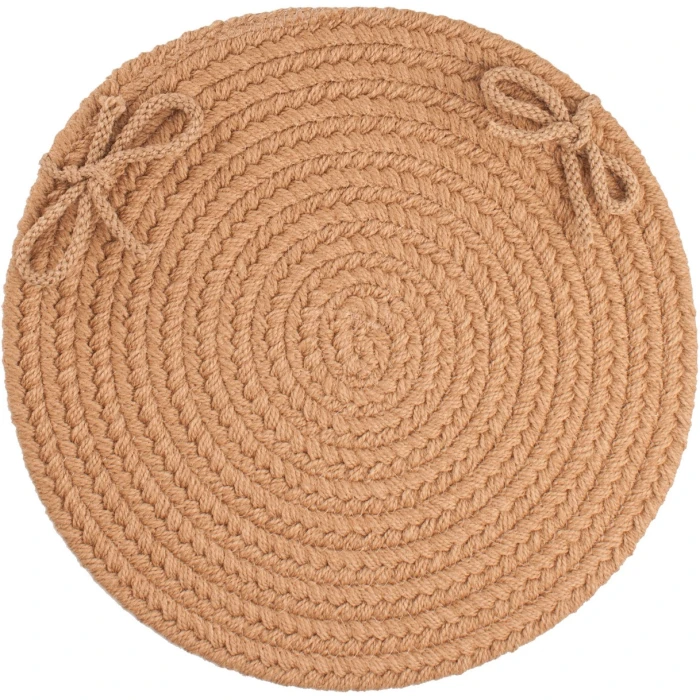 Rhody Solid Poly Camel S006 15 in. X 15 in. Chair Pad Rug