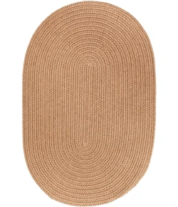 Rhody Solid Poly Camel S006 10 ft. X 13 ft. Oval Braided Rug