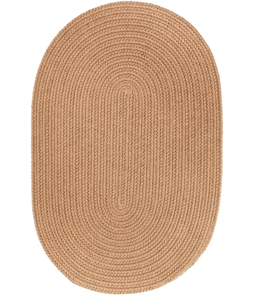 Rhody Solid Poly Camel S006 10 ft. X 13 ft. Oval Rug