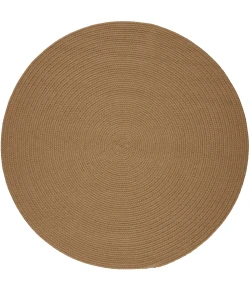 Rhody Solid Poly Camel S006 10 ft. X 10 ft. Round Braided Rug