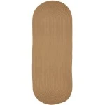 Rhody Solid Poly Camel S006 2 ft. X 4 ft. Oval Runner Braided Rug