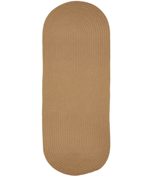 Rhody Solid Poly Camel S006 2 ft. X 6 ft. Oval Runner Rug