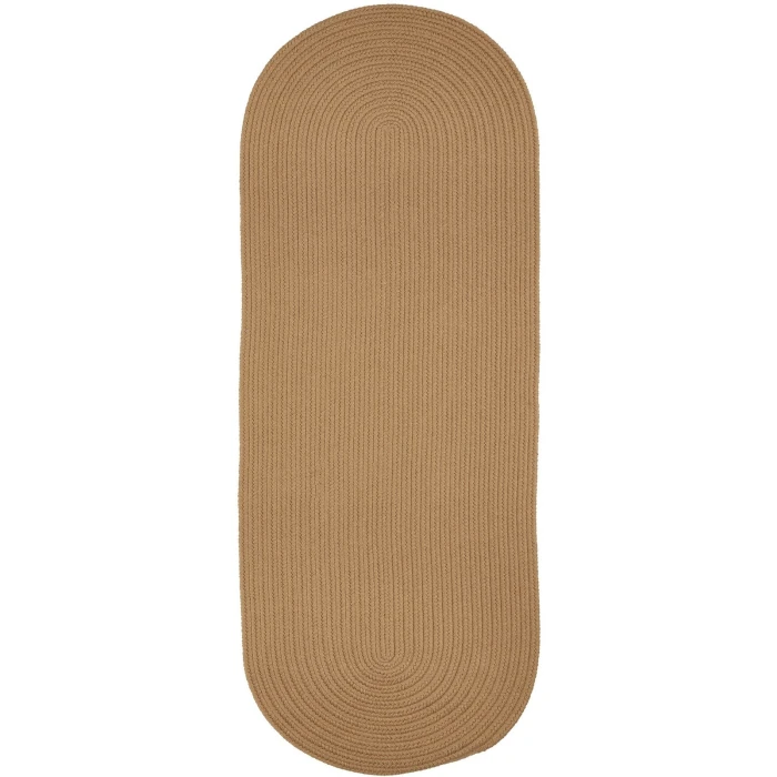 Rhody Solid Poly Camel S006 2 ft. X 8 ft. Oval Runner Rug