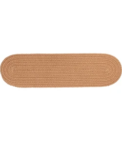 Rhody Solid Poly Camel S006 8 in. X 28 in. Stair Tread Set-of-13 Braided Rug