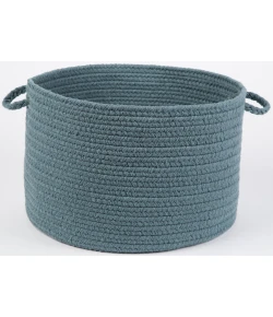 Rhody Solid Poly Ocean Blue S009 18 in. X 12 in. Basket Braided Rug