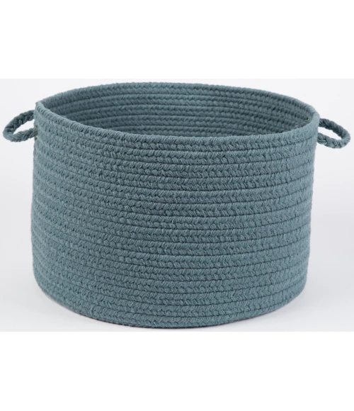 Rhody Solid Poly Ocean Blue S009 18 in. X 12 in. Basket Rug