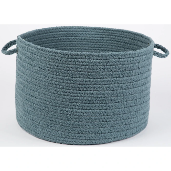 Rhody Solid Poly Ocean Blue S009 18 in. X 12 in. Basket Rug