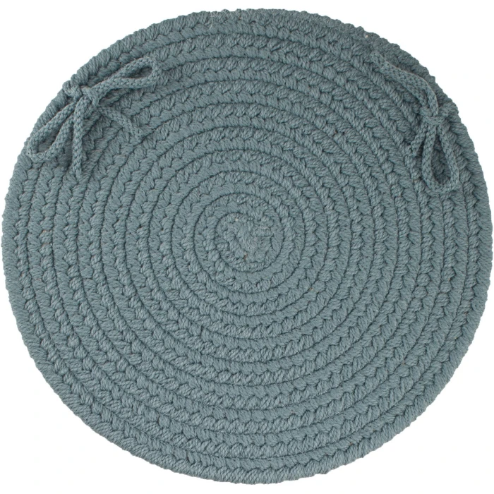 Rhody Solid Poly Ocean Blue S009 15 in. X 15 in. Chair Pad Rug