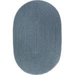 Rhody Solid Poly Ocean Blue S009 10 ft. X 13 ft. Oval Braided Rug