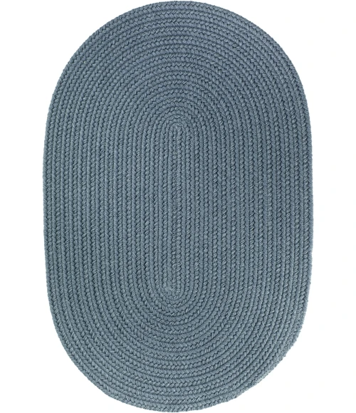 Rhody Solid Poly Ocean Blue S009 8 ft. X 11 ft. Oval Rug