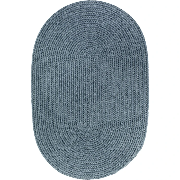 Rhody Solid Poly Ocean Blue S009 3 ft. X 5 ft. Oval Rug
