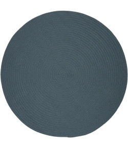 Rhody Solid Poly Ocean Blue S009 4 ft. X 4 ft. Round Braided Rug
