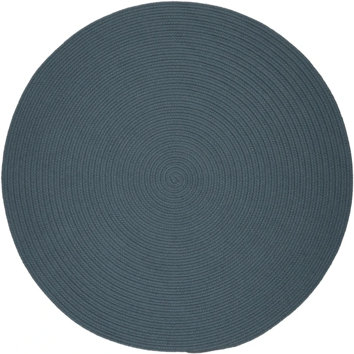 Rhody Solid Poly Ocean Blue S009 4 ft. X 4 ft. Round Rug