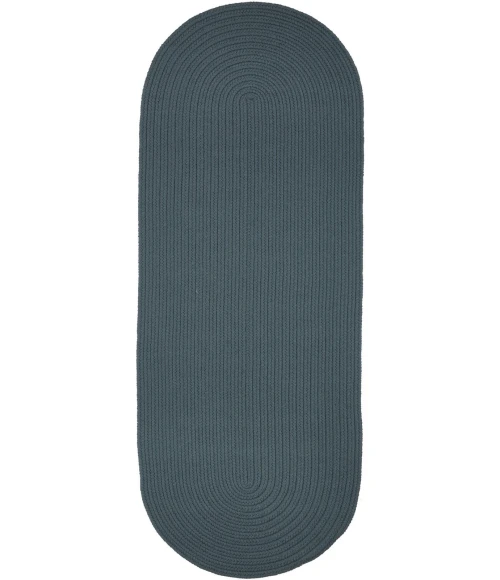 Rhody Solid Poly Ocean Blue S009 2 ft. X 4 ft. Oval Runner Rug