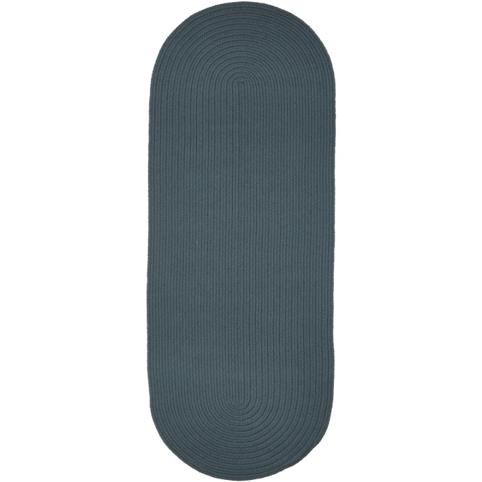 Rhody Solid Poly Ocean Blue S009 2 ft. X 8 ft. Oval Runner Rug