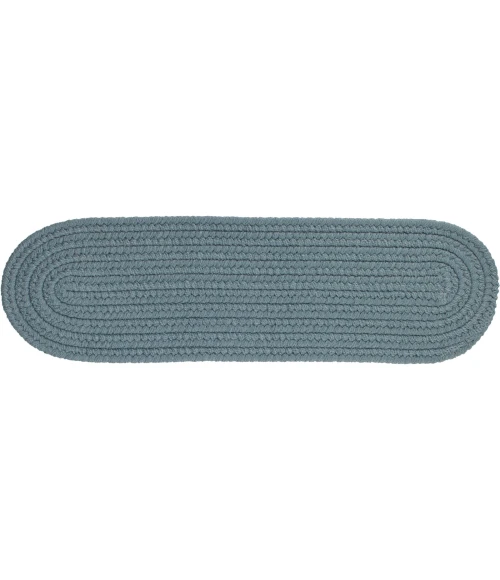 Rhody Solid Poly Ocean Blue S009 8 in. X 28 in. Stair Tread Set-of-13 Rug