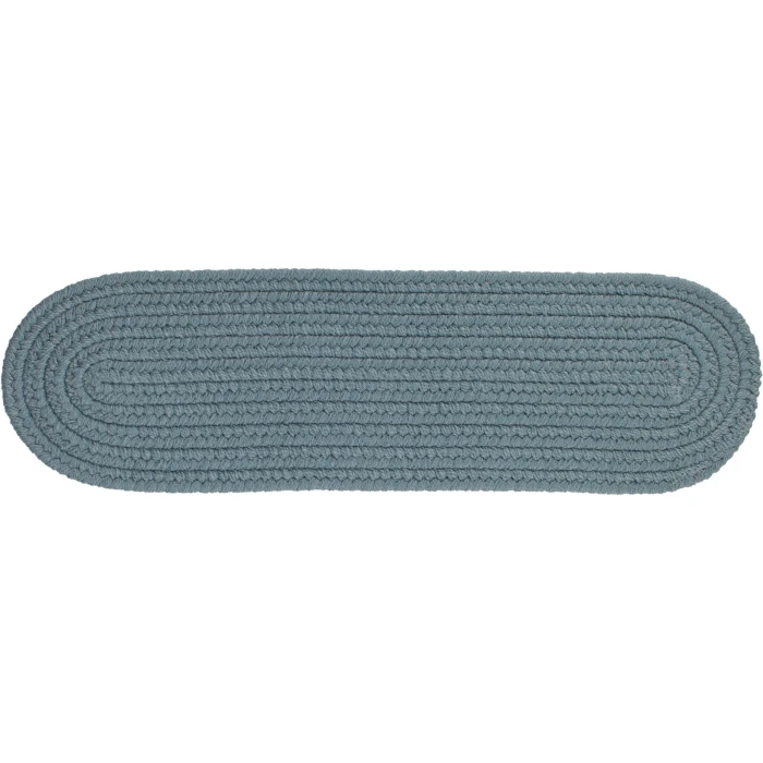 Rhody Solid Poly Ocean Blue S009 8 in. X 28 in. Stair Tread Set-of-13 Rug