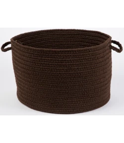 Rhody Solid Poly Brown S011 18 in. X 12 in. Basket Braided Rug