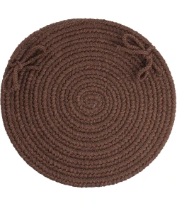 Rhody Solid Poly Brown S011 15 in. X 15 in. Chair Pad Braided Rug