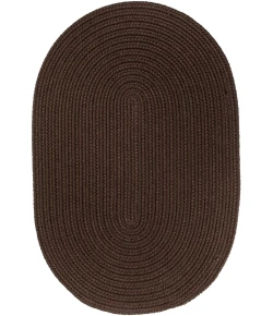 Rhody Solid Poly Brown S011 5 ft. X 8 ft. Oval Braided Rug