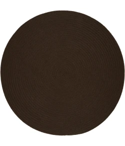 Rhody Solid Poly Brown S011 10 ft. X 10 ft. Round Braided Rug