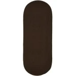 Rhody Solid Poly Brown S011 2 ft. X 4 ft. Oval Runner Braided Rug
