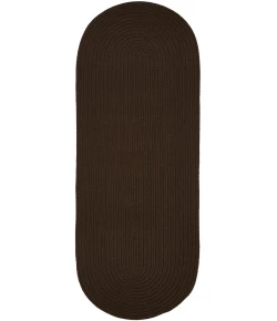 Rhody Solid Poly Brown S011 2 ft. X 8 ft. Oval Runner Braided Rug
