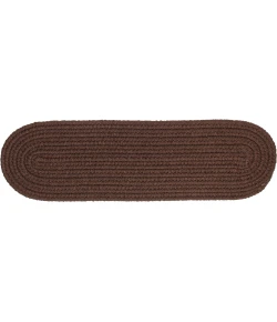 Rhody Solid Poly Brown S011 8 in. X 28 in. Stair Tread Set-of-13 Braided Rug