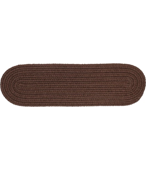 Rhody Solid Poly Brown S011 8 in. X 28 in. Stair Tread Set-of-13 Rug