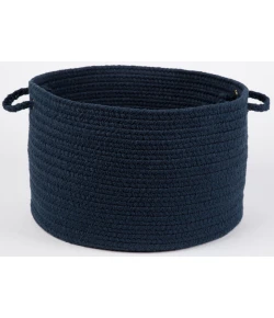 Rhody Solid Poly Navy S012 18 in. X 12 in. Basket Braided Rug