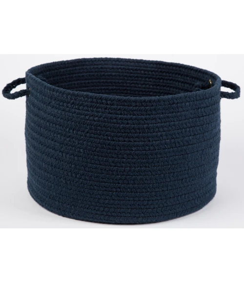 Rhody Solid Poly Navy S012 18 in. X 12 in. Basket Rug