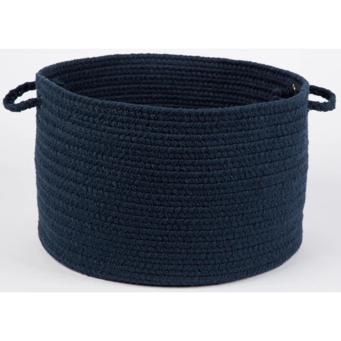 Rhody Solid Poly Navy S012 18 in. X 12 in. Basket Rug