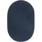 Rhody Solid Poly Navy S012 2 ft. X 3 ft. Oval Braided Rug