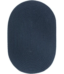 Rhody Solid Poly Navy S012 5 ft. X 8 ft. Oval Braided Rug
