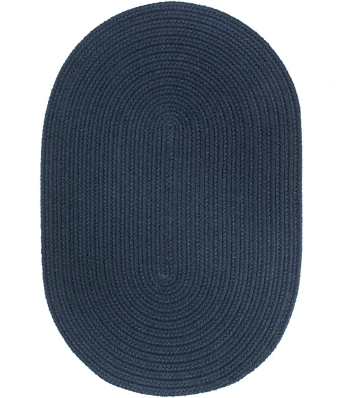 Rhody Solid Poly Navy S012 5 ft. X 8 ft. Oval Rug