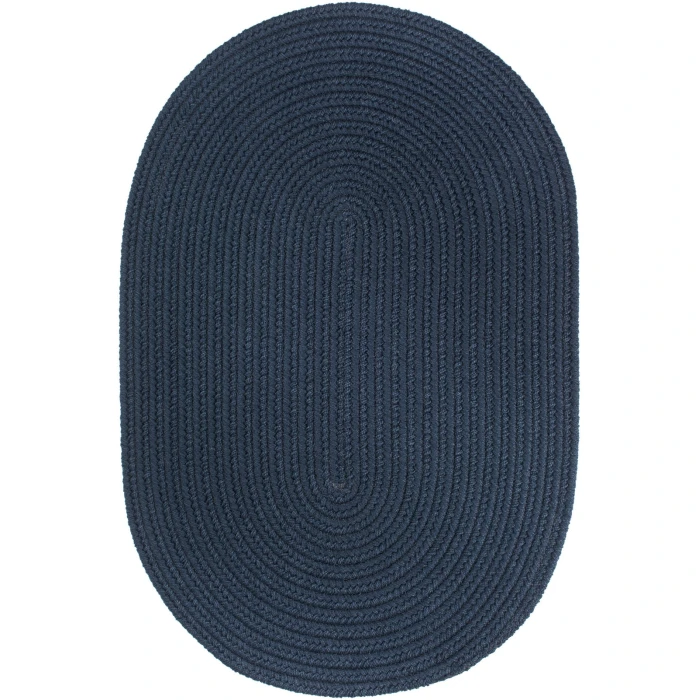 Rhody Solid Poly Navy S012 10 ft. X 13 ft. Oval Rug