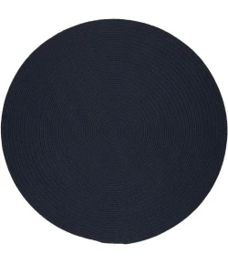 Rhody Solid Poly Navy S012 4 ft. X 4 ft. Round Braided Rug
