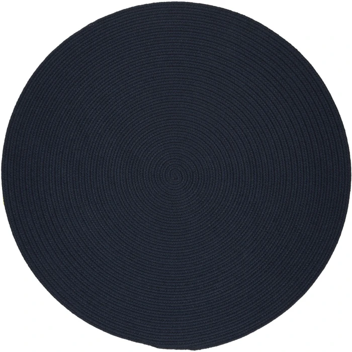Rhody Solid Poly Navy S012 4 ft. X 4 ft. Round Rug