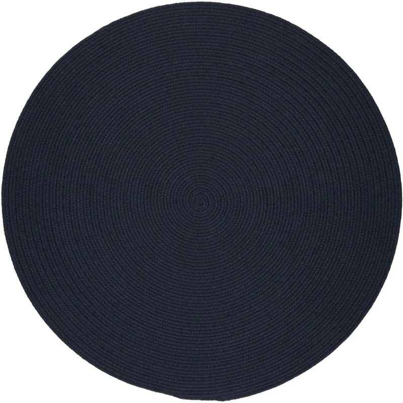 Rhody Solid Poly Navy S012 6 ft. X 6 ft. Round Rug