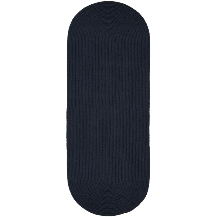 Rhody Solid Poly Navy S012 2 ft. X 4 ft. Oval Runner Rug