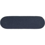 Rhody Solid Poly Navy S012 8 in. X 28 in. Stair Tread Set-of-13 Braided Rug